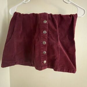 Mudd Maroon Corduroy Mini Skirt with Buttons